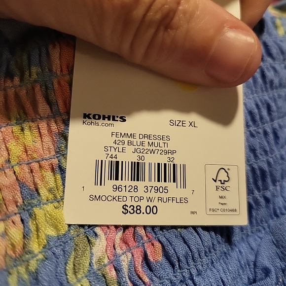 NWT Juniors XL SO Smocked Ruffles Blouse Blue Flower Puff Sleeve Crop Top - Picture 11 of 12